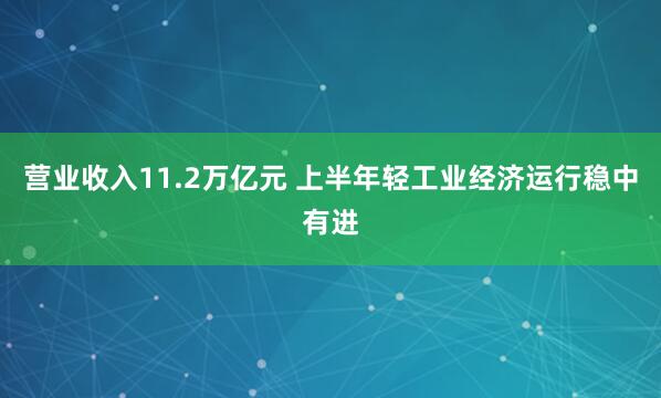 营业收入11.2万亿元 上半年轻工业经济运行稳中有进