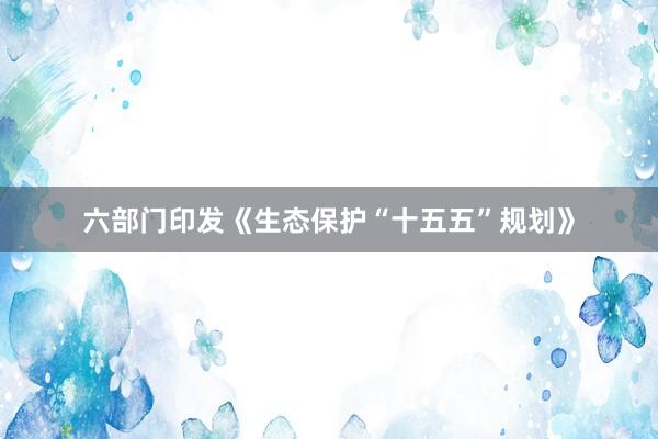六部门印发《生态保护“十五五”规划》