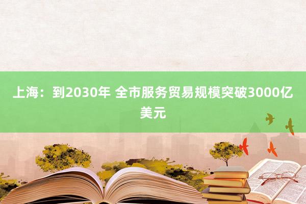 上海：到2030年 全市服务贸易规模突破3000亿美元