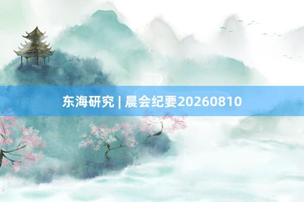 东海研究 | 晨会纪要20260810