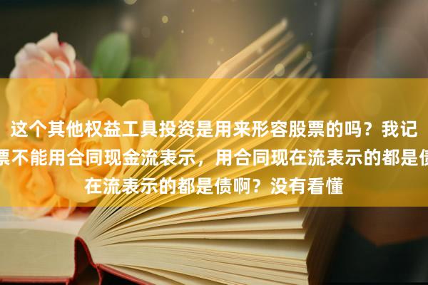 这个其他权益工具投资是用来形容股票的吗？我记得老师讲过股票不能用合同现金流表示，用合同现在流表示的都是债啊？没有看懂
