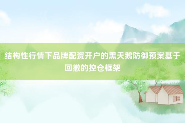 结构性行情下品牌配资开户的黑天鹅防御预案基于回撤的控仓框架
