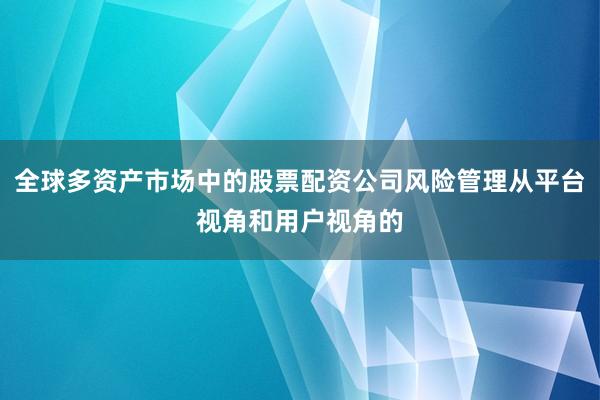全球多资产市场中的股票配资公司风险管理从平台视角和用户视角的
