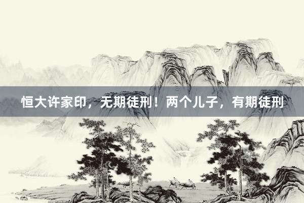 恒大许家印，无期徒刑！两个儿子，有期徒刑