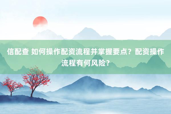 信配查 如何操作配资流程并掌握要点？配资操作流程有何风险？