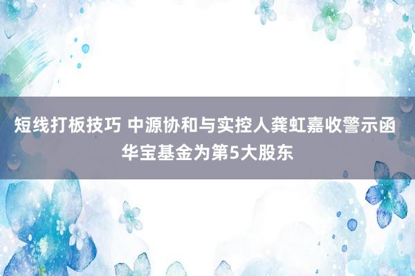 短线打板技巧 中源协和与实控人龚虹嘉收警示函 华宝基金为第5大股东