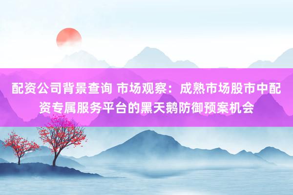 配资公司背景查询 市场观察：成熟市场股市中配资专属服务平台的黑天鹅防御预案机会