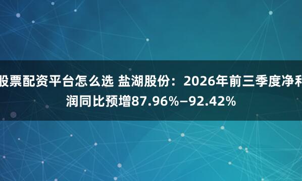 股票配资平台怎么选 盐湖股份：2026年前三季度净利润同比预增87.96%—92.42%