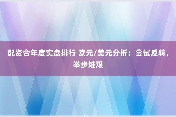 配资合年度实盘排行 欧元/美元分析：尝试反转，举步维艰