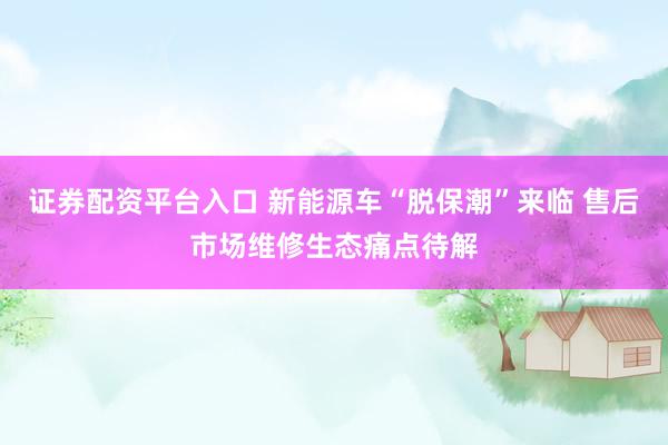 证券配资平台入口 新能源车“脱保潮”来临 售后市场维修生态痛点待解